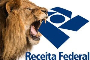 Imagem de um leão com logo da Receita Federal